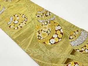 鈴に花唐草・鹿の子模様織出し袋帯